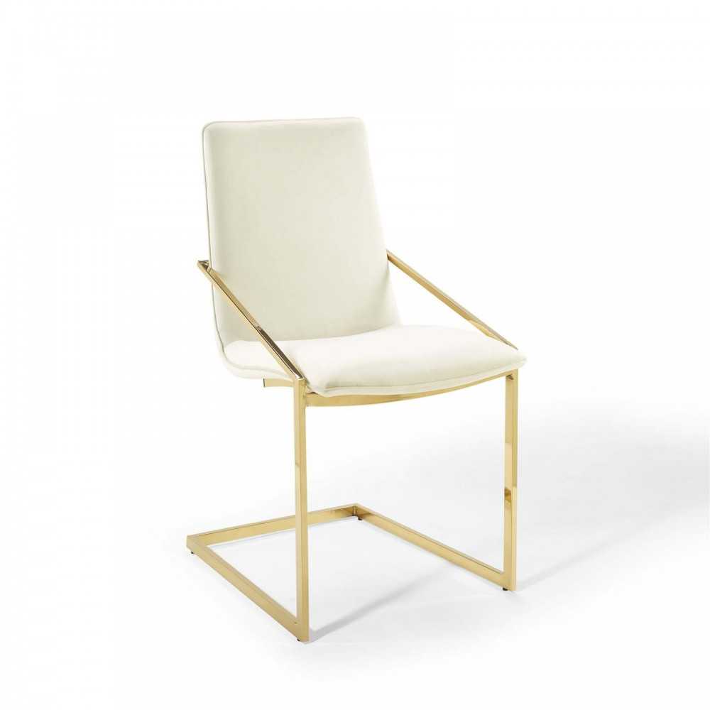 Pitch Dining Armchair Performance Velvet Set of 2, Gold Ivory