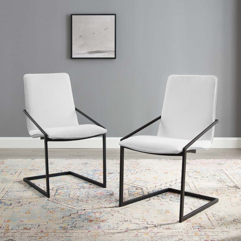 Pitch Dining Armchair Upholstered Fabric Set of 2, Black White