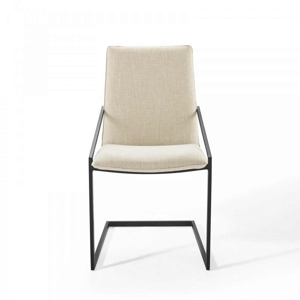 Pitch Dining Armchair Upholstered Fabric Set of 2, Black Beige