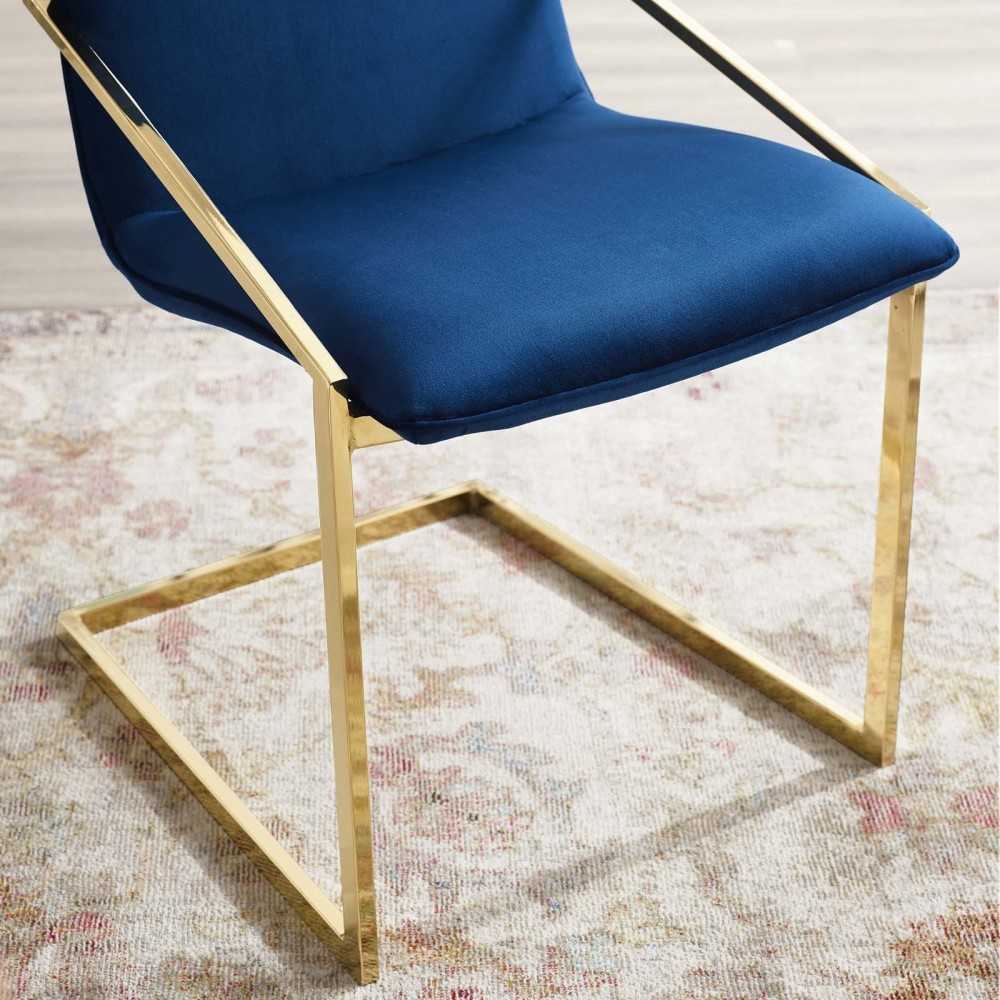 Pitch Performance Velvet Dining Armchair, Gold Navy
