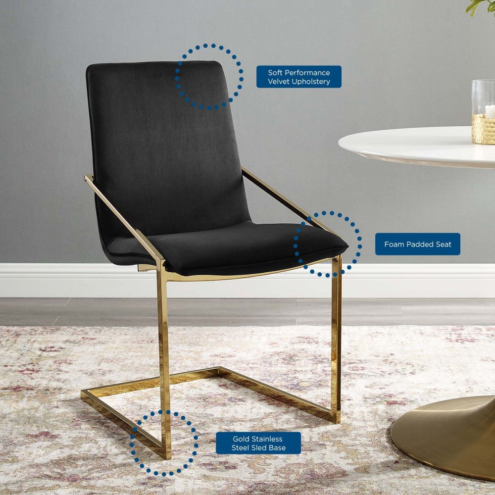 Pitch Performance Velvet Dining Armchair, Gold Black