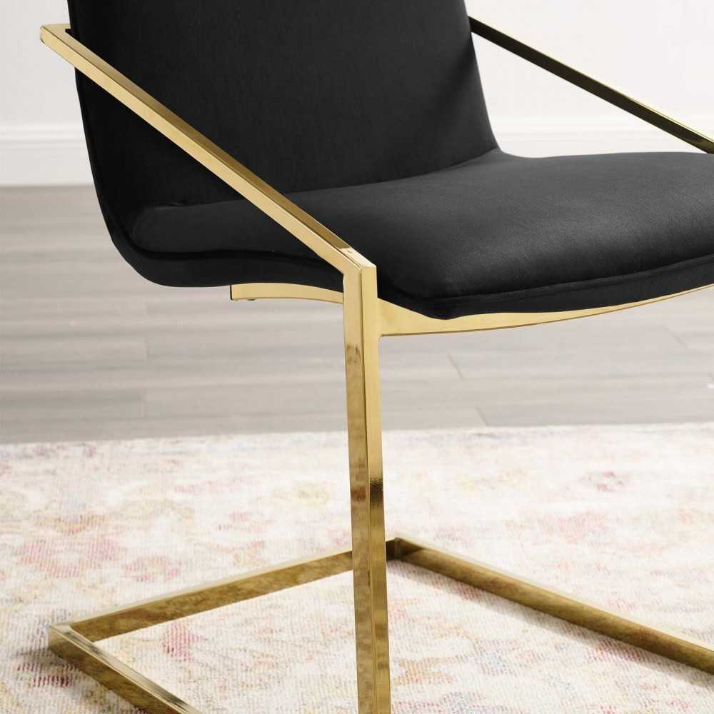 Pitch Performance Velvet Dining Armchair, Gold Black