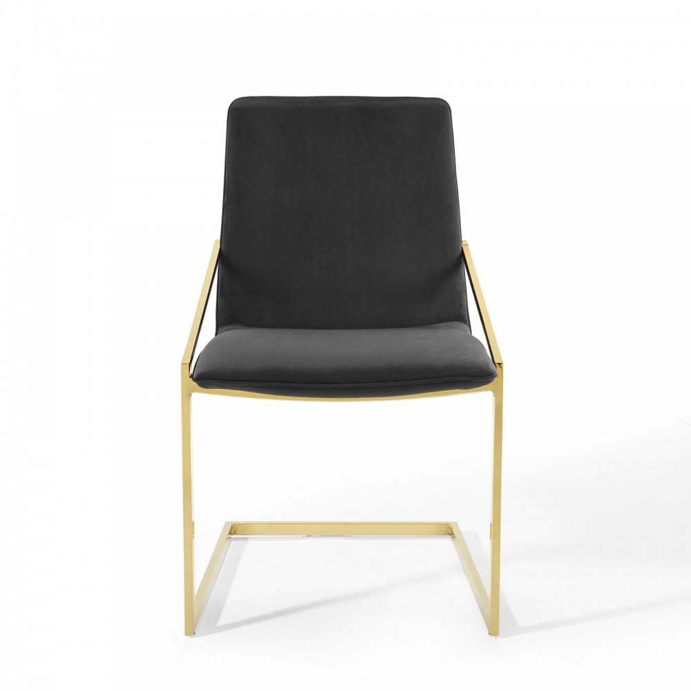 Pitch Performance Velvet Dining Armchair, Gold Black
