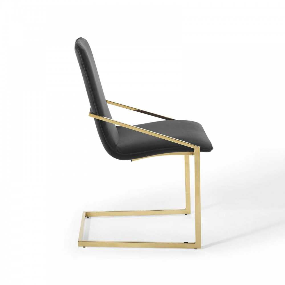 Pitch Performance Velvet Dining Armchair, Gold Black