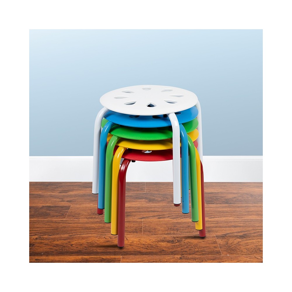Plastic Nesting Stack Stools, 11.5"Height, Assorted Colors (5 Pack)