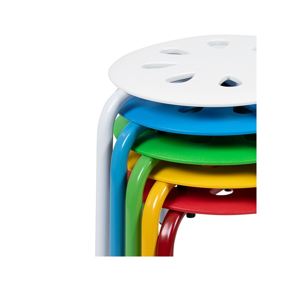 Plastic Nesting Stack Stools, 17.5"Height, Assorted Colors (5 Pack)
