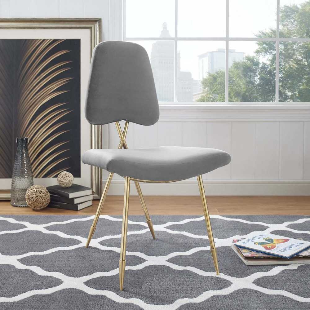 Ponder Performance Velvet Dining Side Chair, Gray