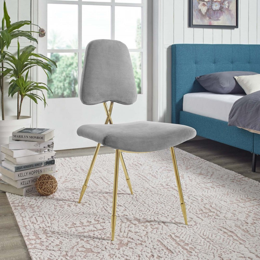 Ponder Performance Velvet Dining Side Chair, Gray