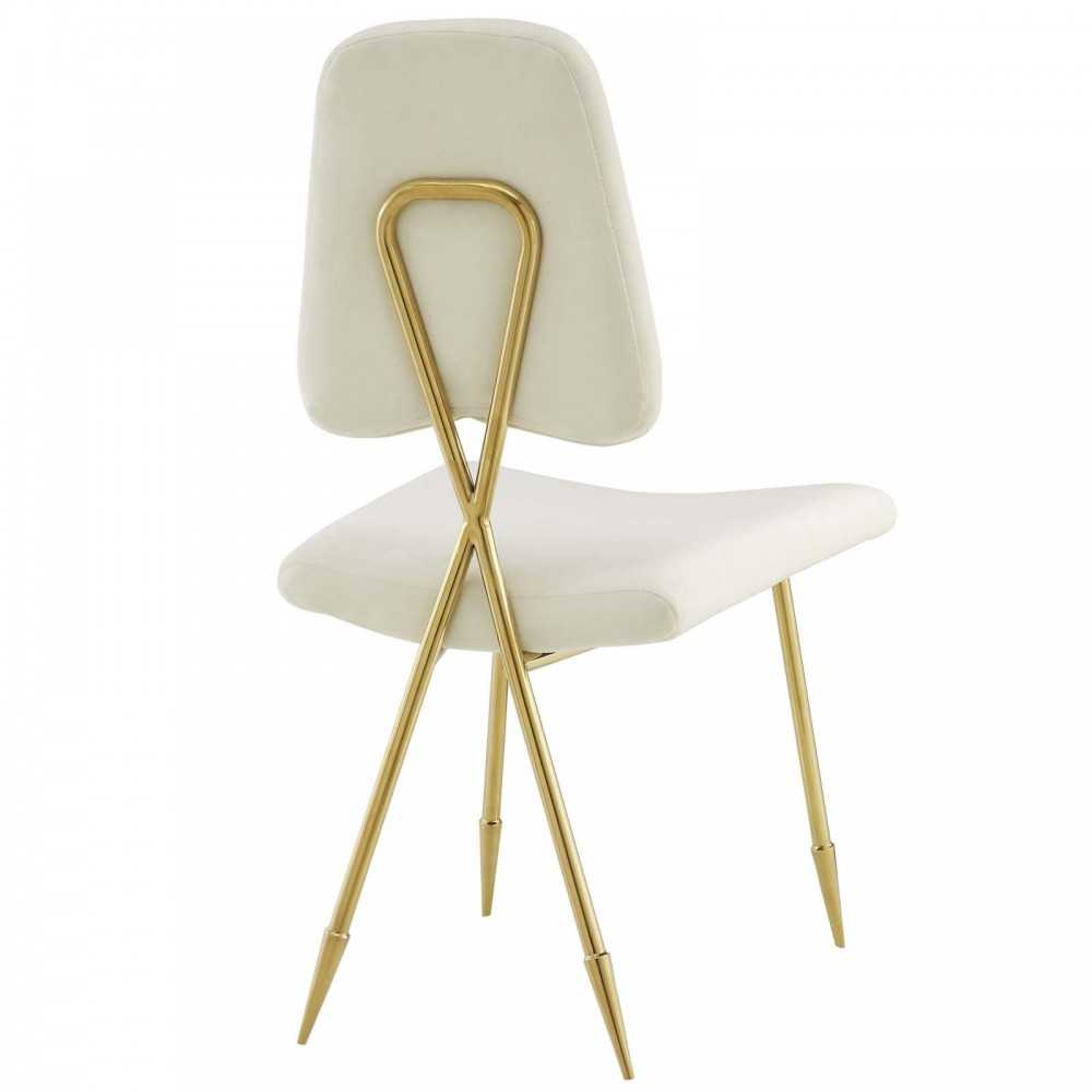 Ponder Performance Velvet Dining Side Chair, Ivory