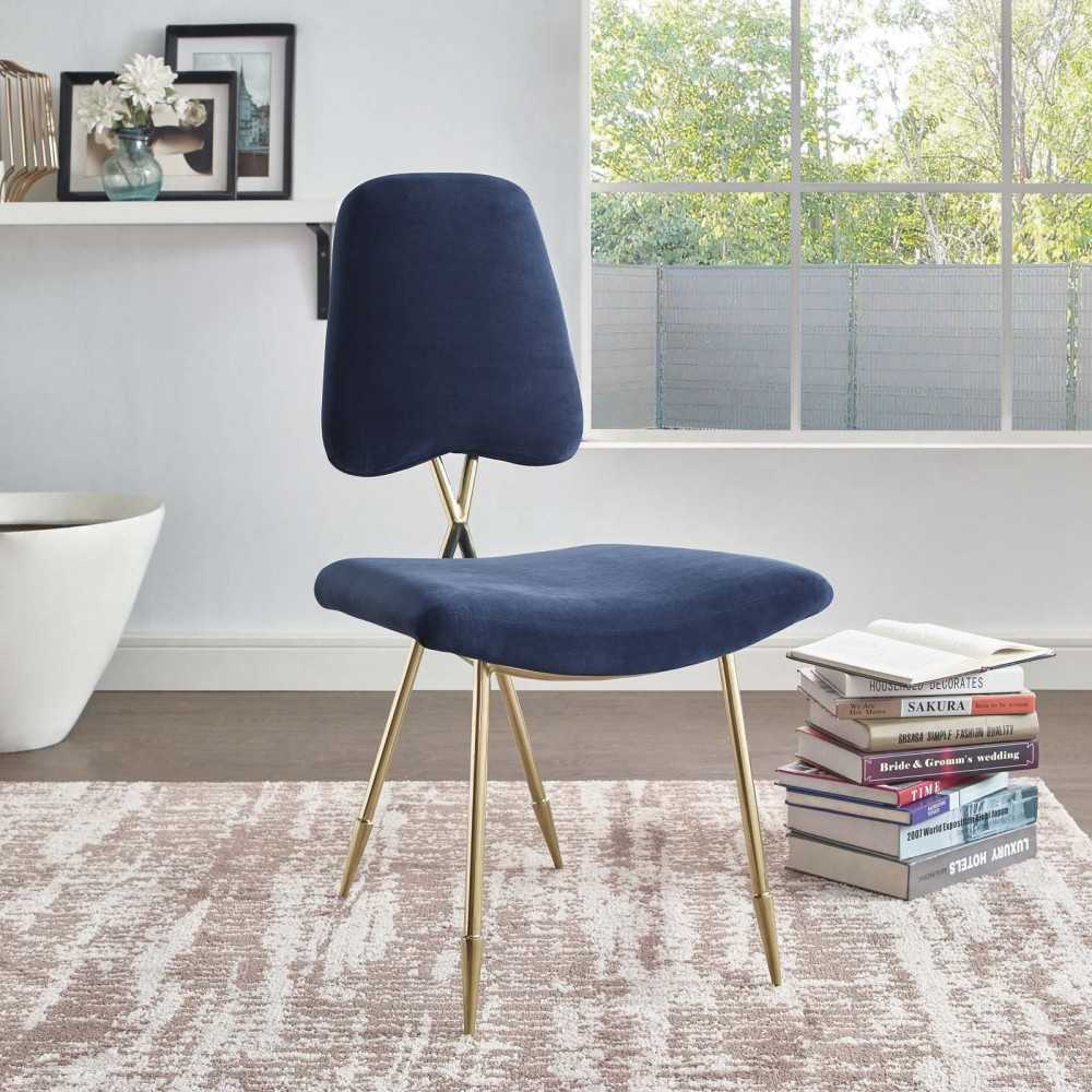 Ponder Performance Velvet Dining Side Chair, Navy