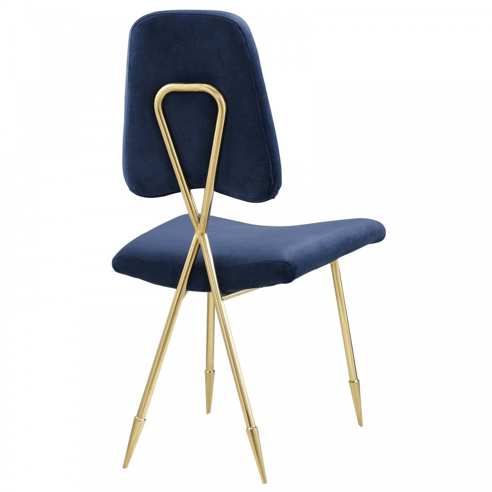 Ponder Performance Velvet Dining Side Chair, Navy