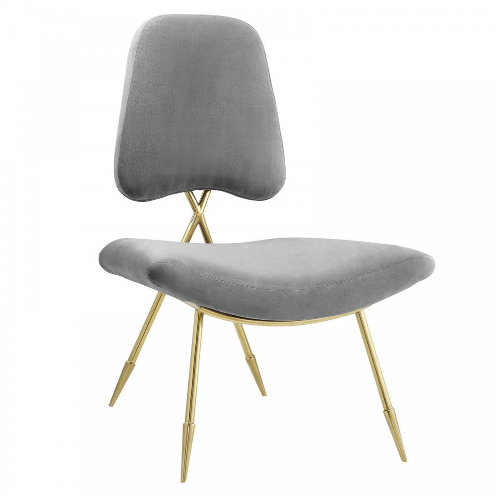 Ponder Performance Velvet Lounge Chair, Gray