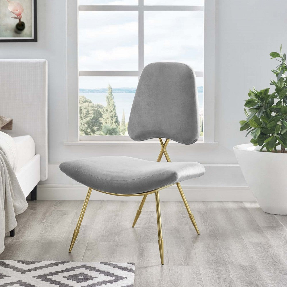 Ponder Performance Velvet Lounge Chair, Gray