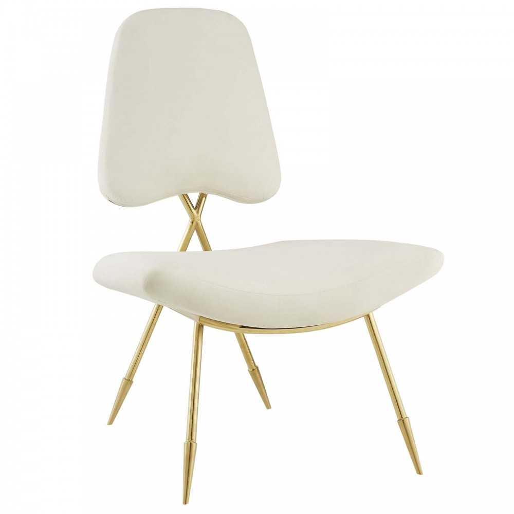 Ponder Performance Velvet Lounge Chair, Ivory