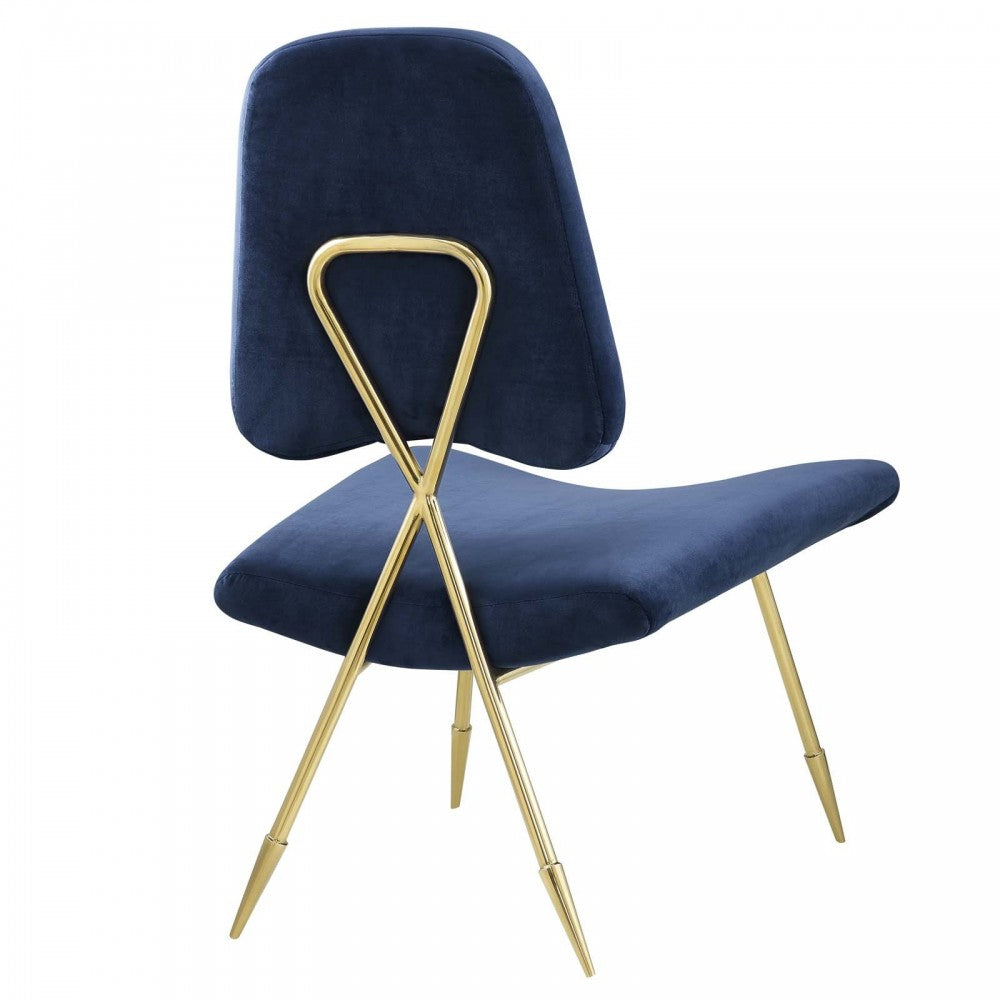 Ponder Performance Velvet Lounge Chair, Navy