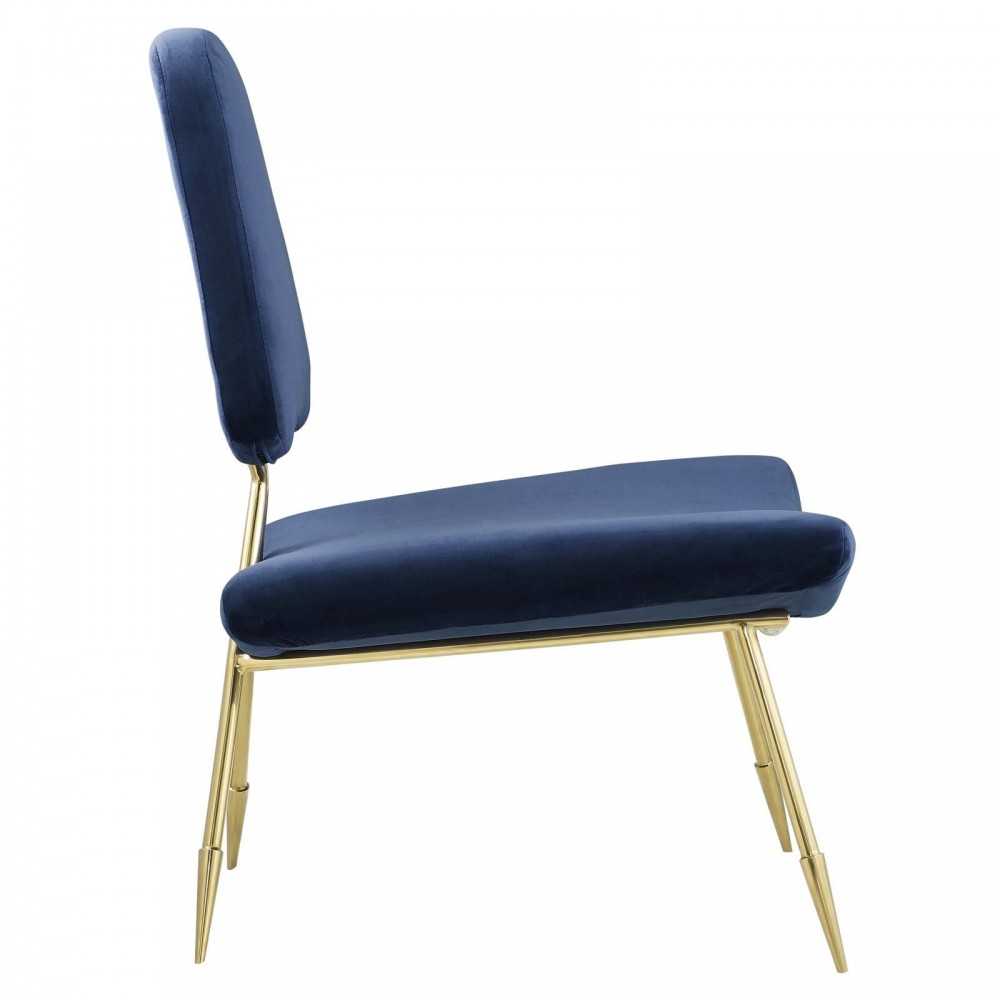 Ponder Performance Velvet Lounge Chair, Navy