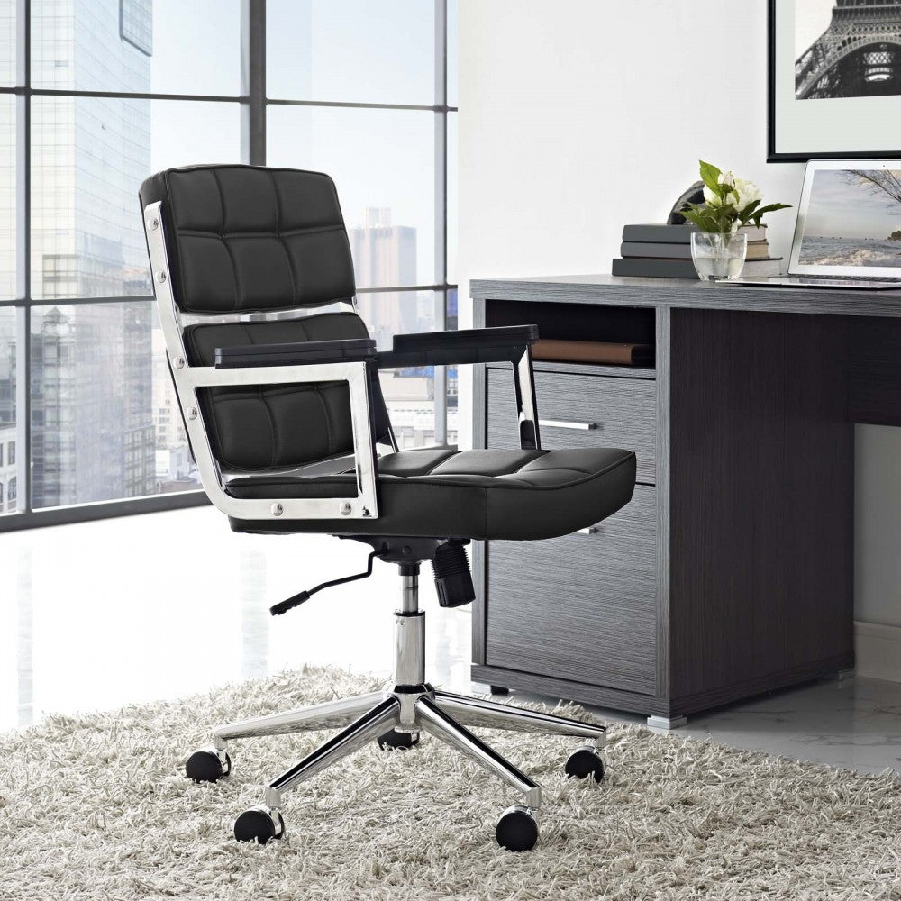 Portray Highback Upholstered Vinyl Office Chair, Black