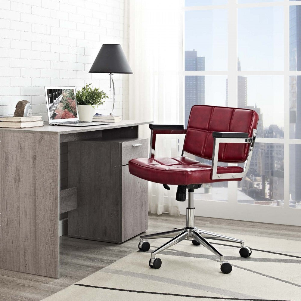 Portray Mid Back Upholstered Vinyl Office Chair, Red