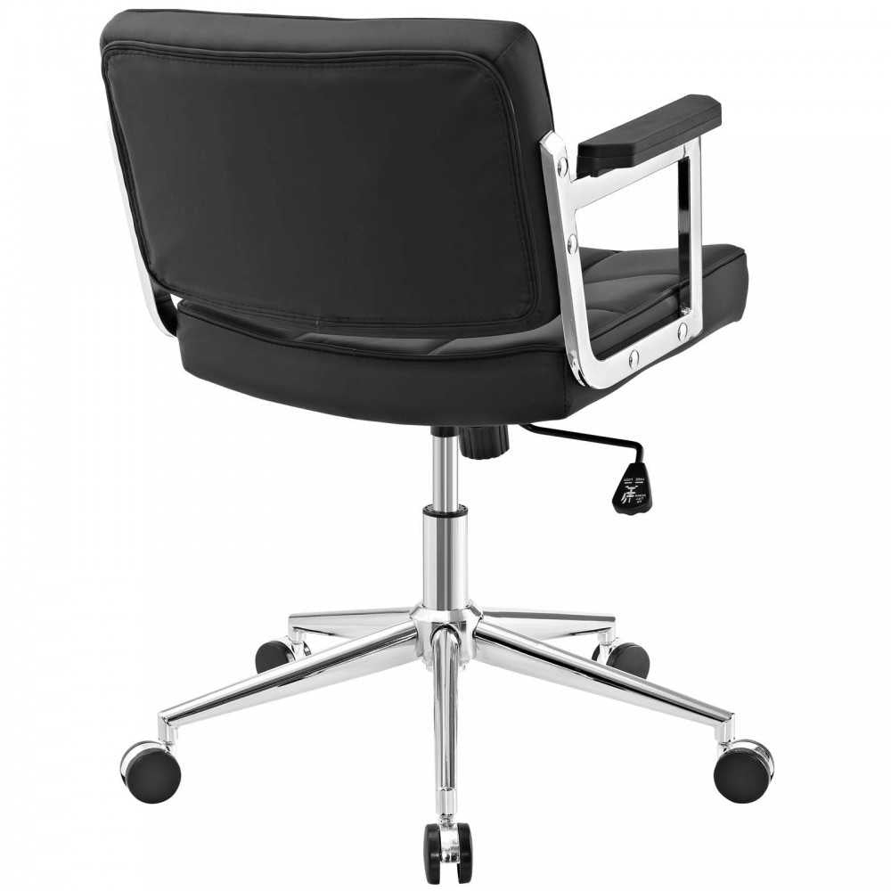 Portray Mid Back Upholstered Vinyl Office Chair, Black