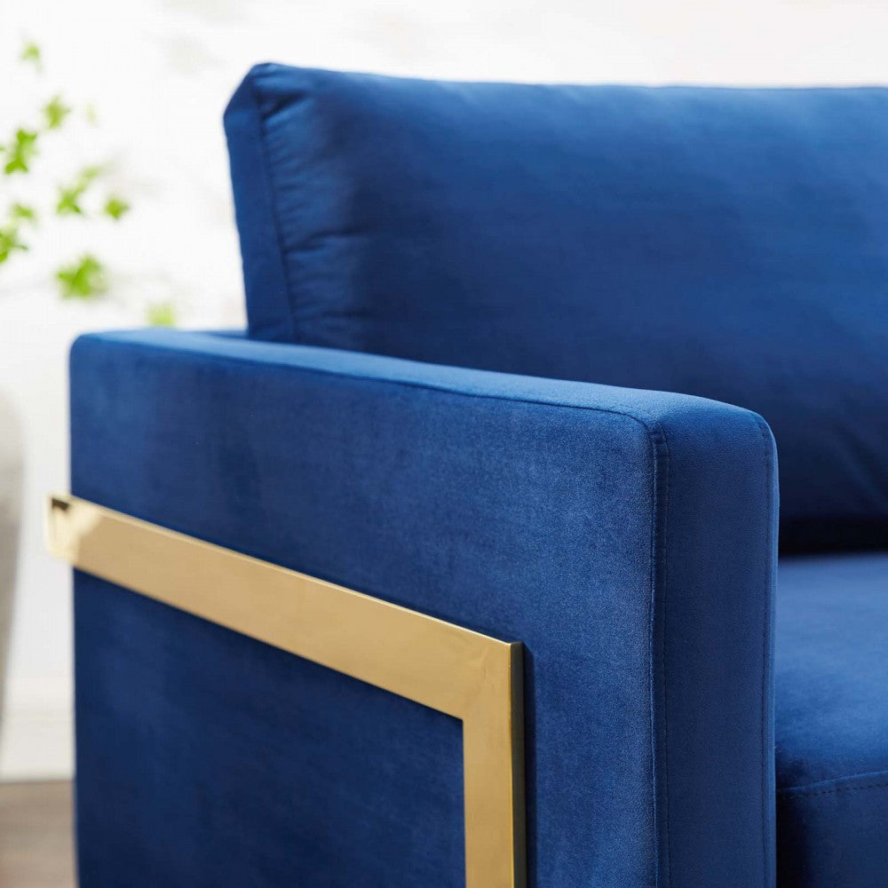 Posse Performance Velvet Accent Chair, Gold Navy