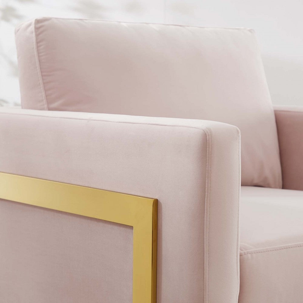 Posse Performance Velvet Accent Chair, Gold Pink