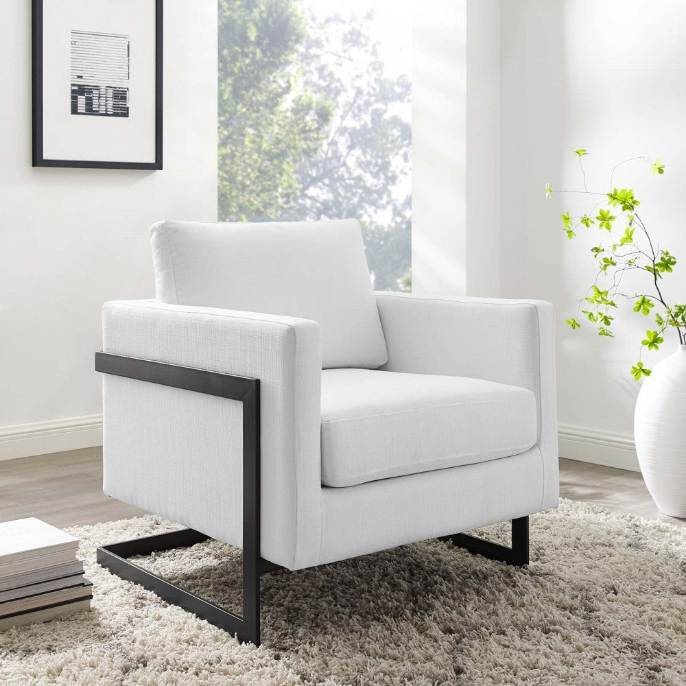 Posse Upholstered Fabric Accent Chair, Black White