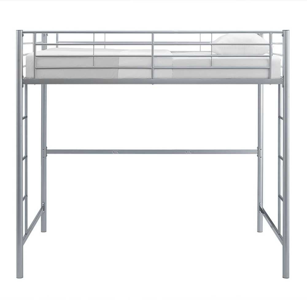 Premium Metal Full Size Loft Bed - Silver