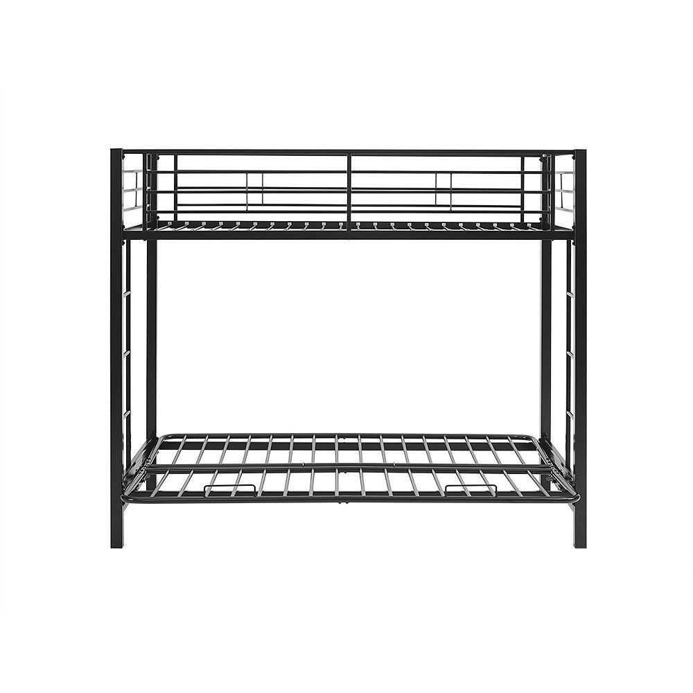 Premium Metal Twin over Futon Bunk Bed - Black