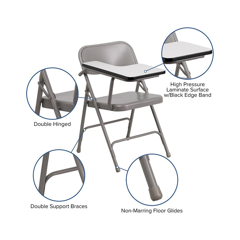 Premium Steel Folding Chair with Right Handed Tablet Arm