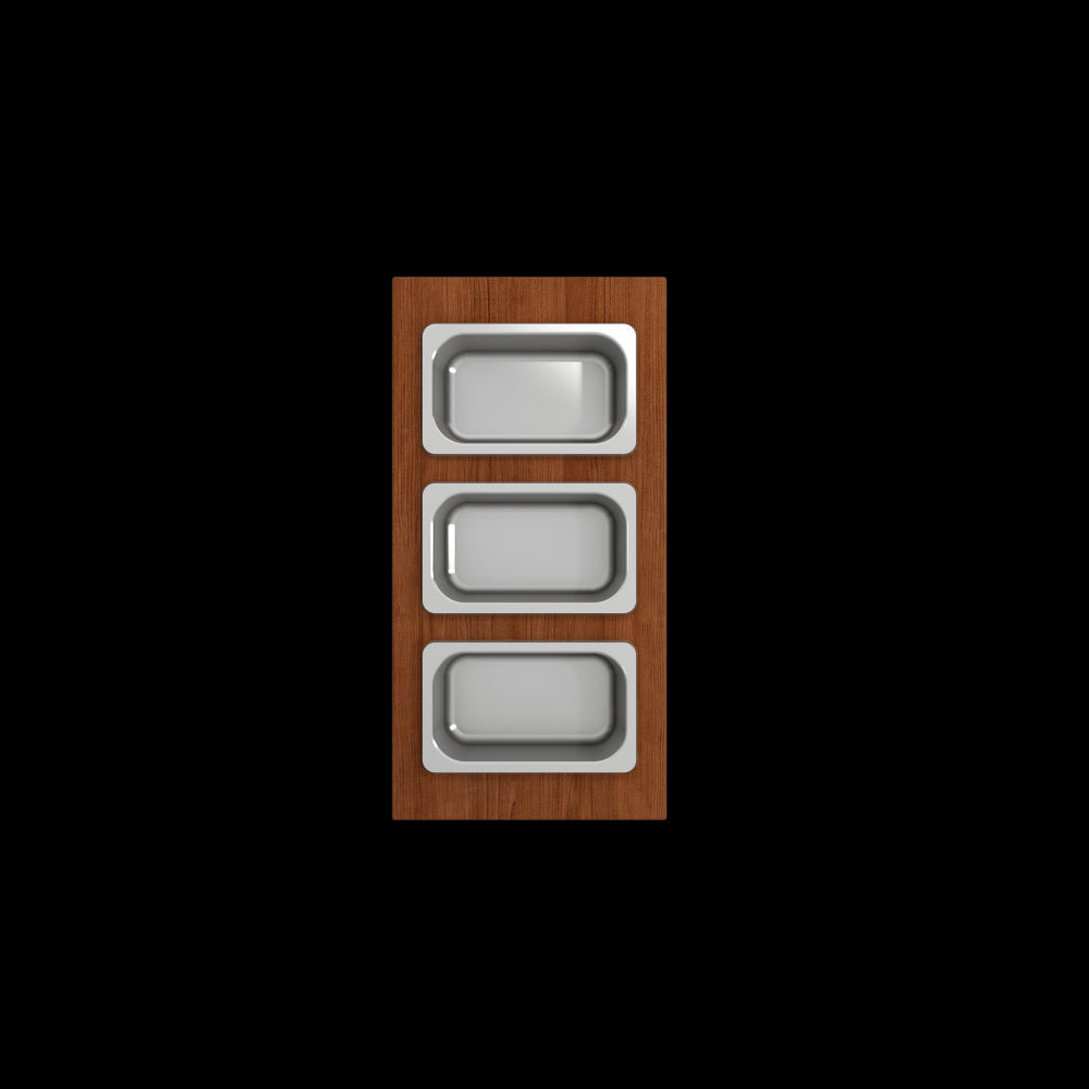 Prep Board Set for Workstation Sinks with 3 Rectangular Stainless Steel Bowls, Mahogany, L