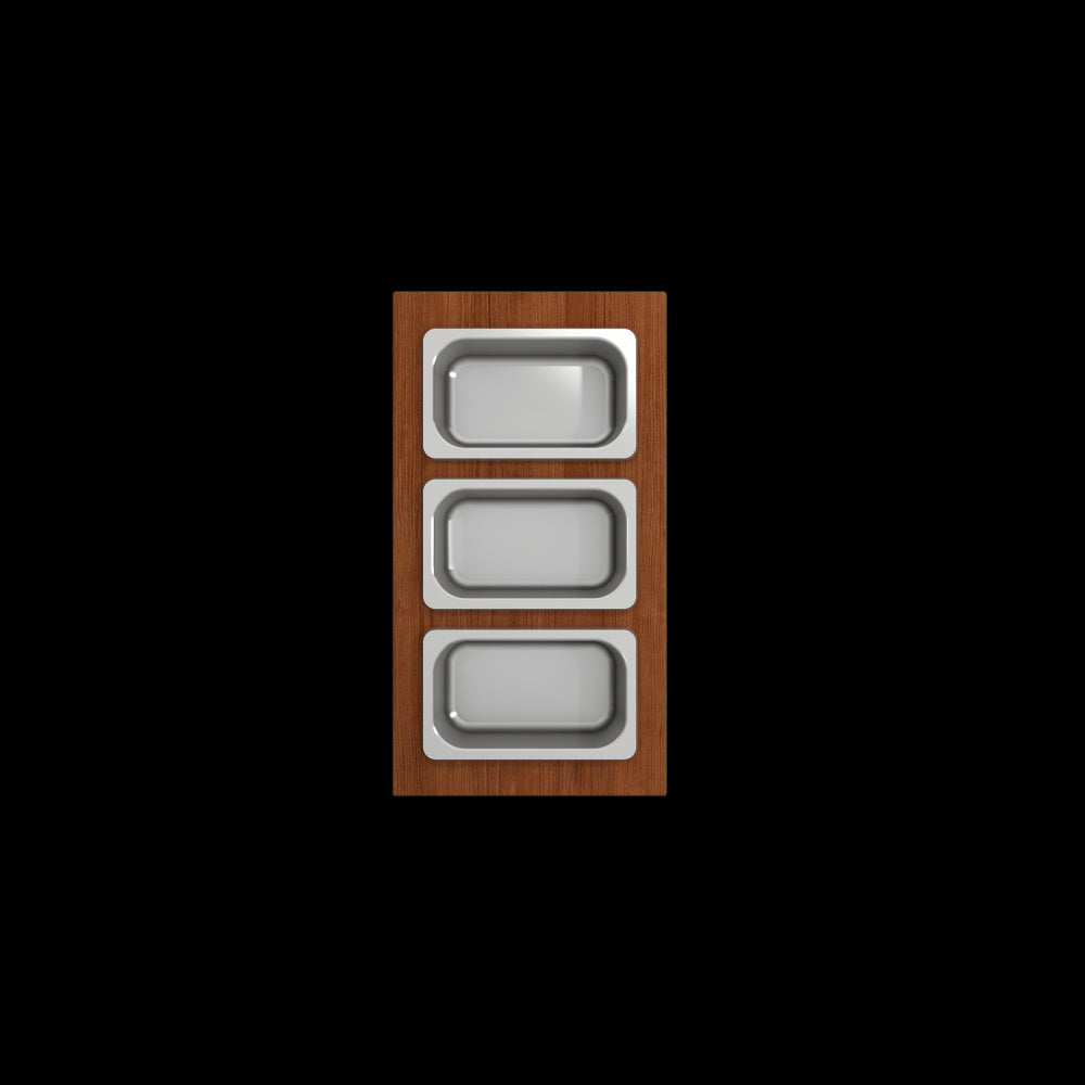 Prep Board Set for Workstation Sinks with 3 Rectangular Stainless Steel Bowls, Mahogany, M