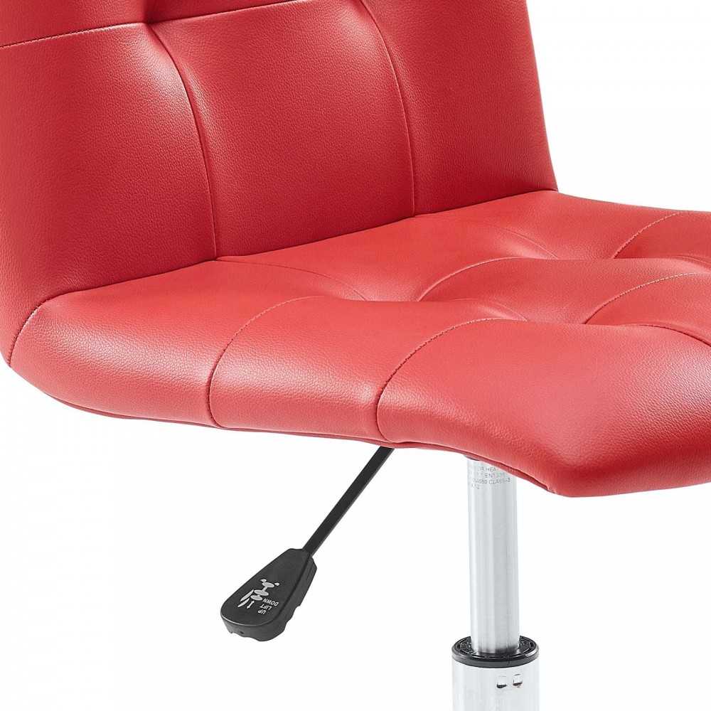 Prim Armless Mid Back Office Chair, Red