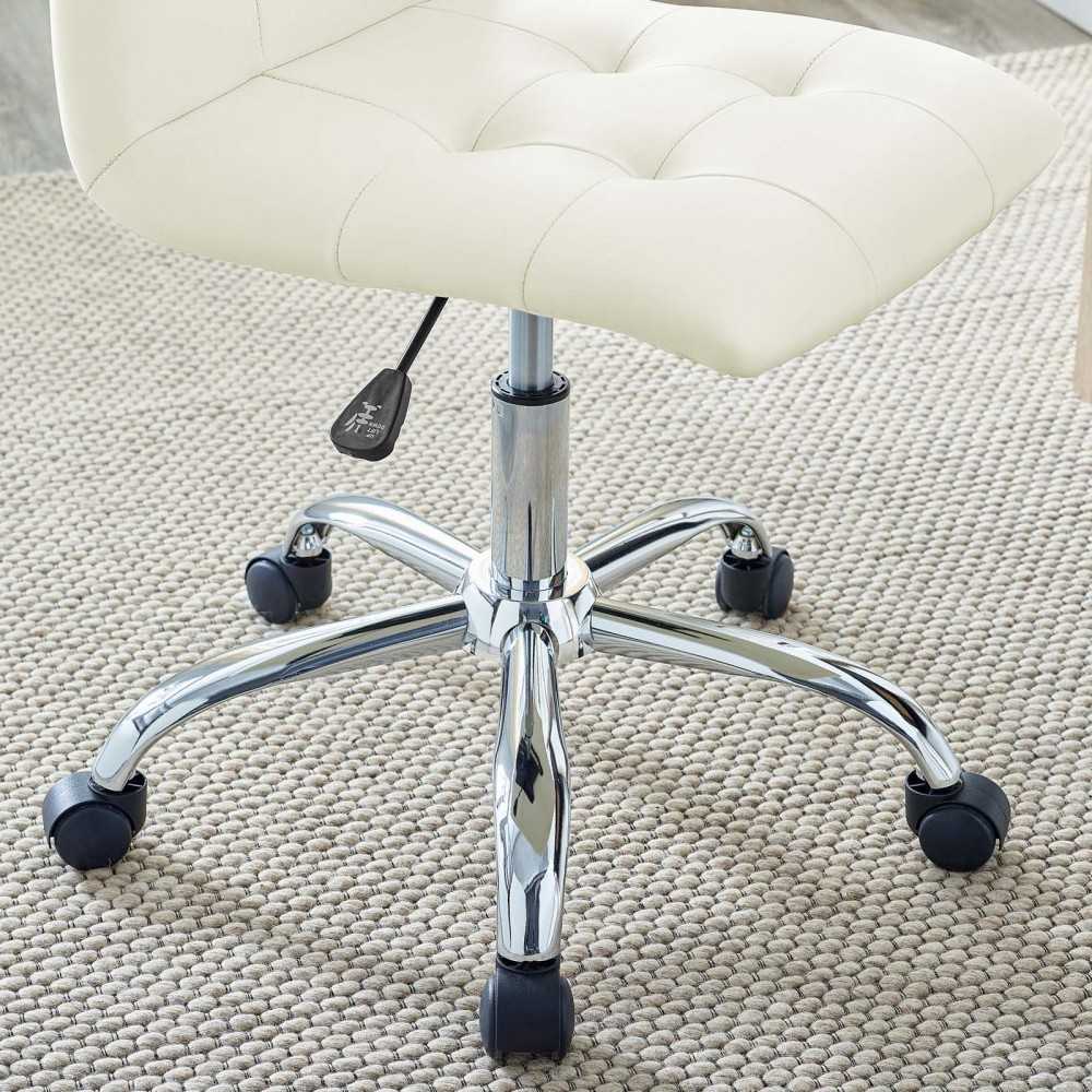 Prim Armless Mid Back Office Chair, White