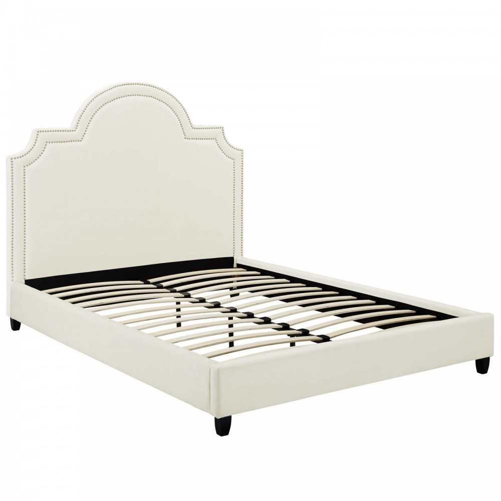 Primrose Queen Performance Velvet Platform Bed, Ivory
