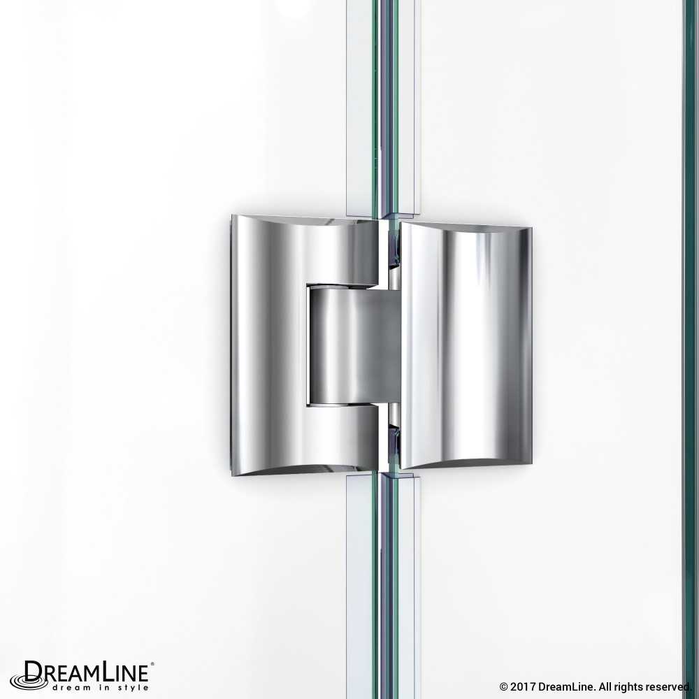 Prism Lux 34 5/16 in. x 72 in. Fully Frameless Neo-Angle Hinged Shower Enclosure in Chrome