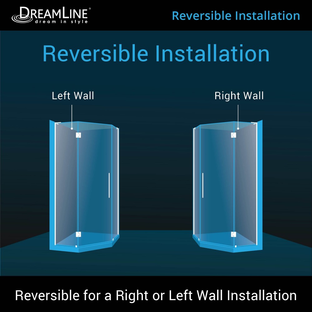 Prism Plus 34 in. x 72 in. Frameless Neo-Angle Hinged Shower Enclosure in Satin Black