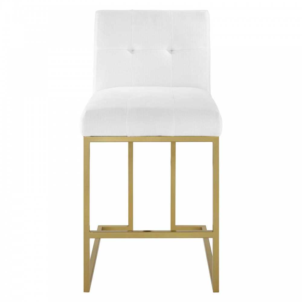 Privy Counter Stool Upholstered Fabric Set of 2, Gold White