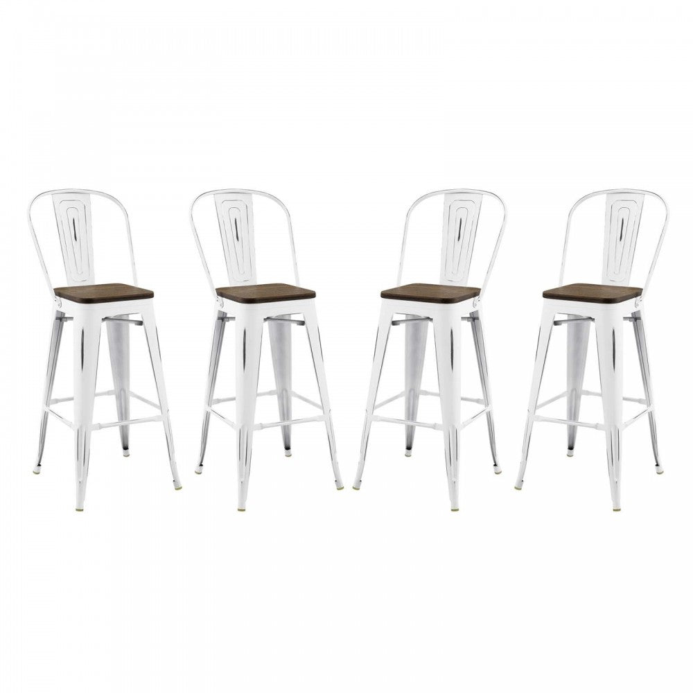 Promenade Bar Stool Metal Set of 4, White