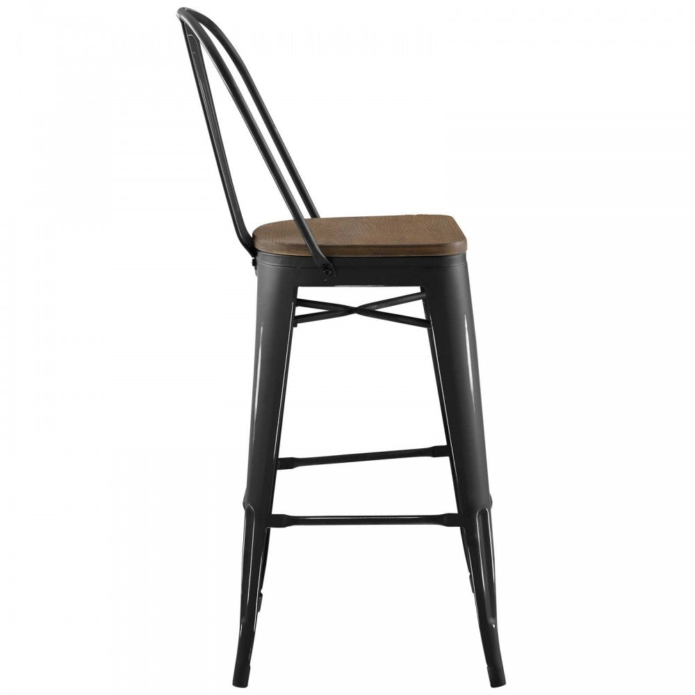 Promenade Bar Stool Set of 2, Black, EEI-3896-BLK-SET