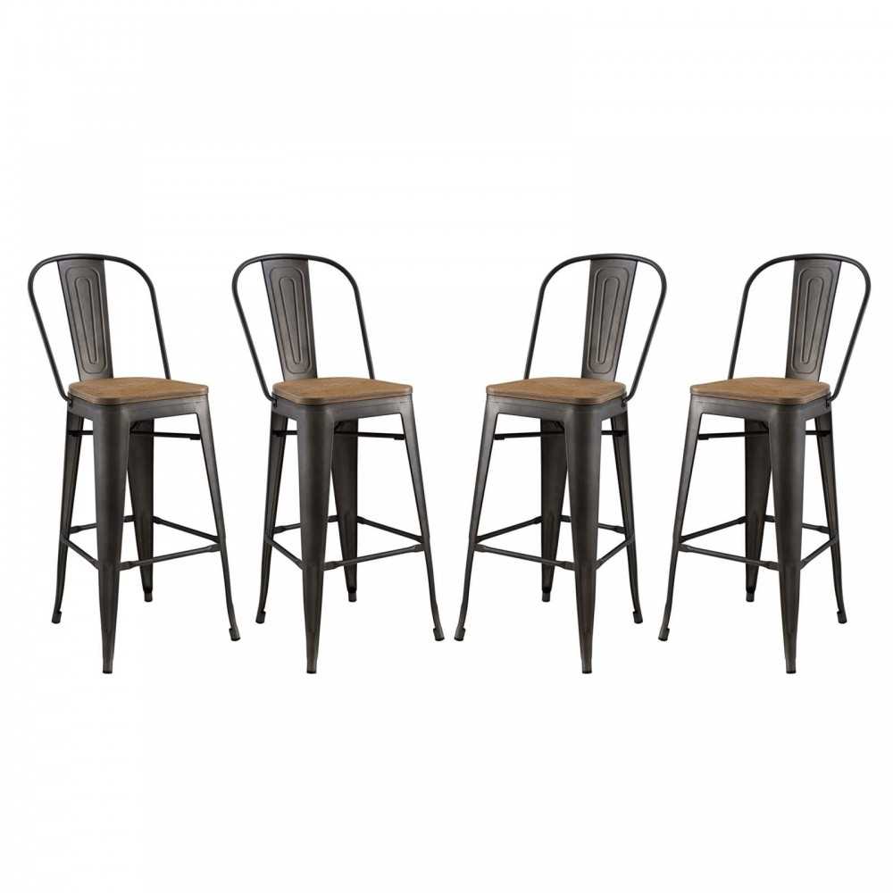 Promenade Bar Stool Set of 4, Brown, EEI-3897-BRN