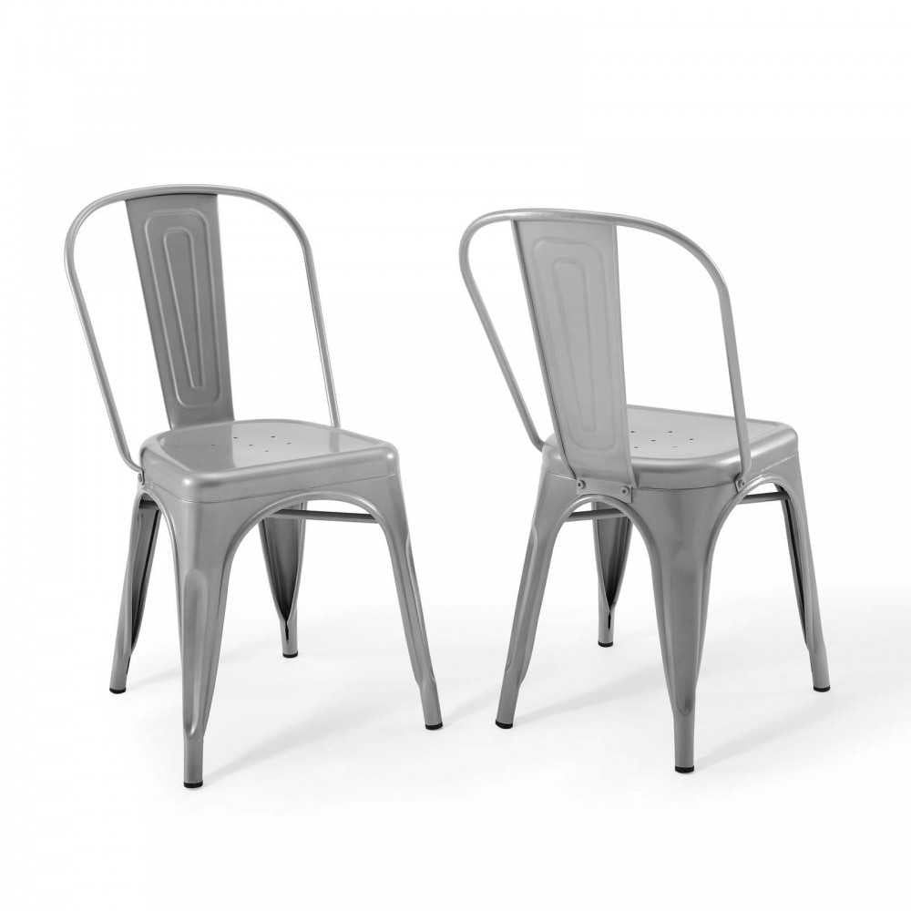 Promenade Bistro Dining Side Chair Set of 2, Silver