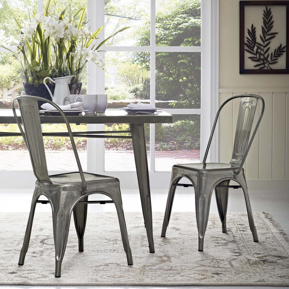 Promenade Dining Side Chair Set of 2, Gunmetal, EEI-2749-GME-SET