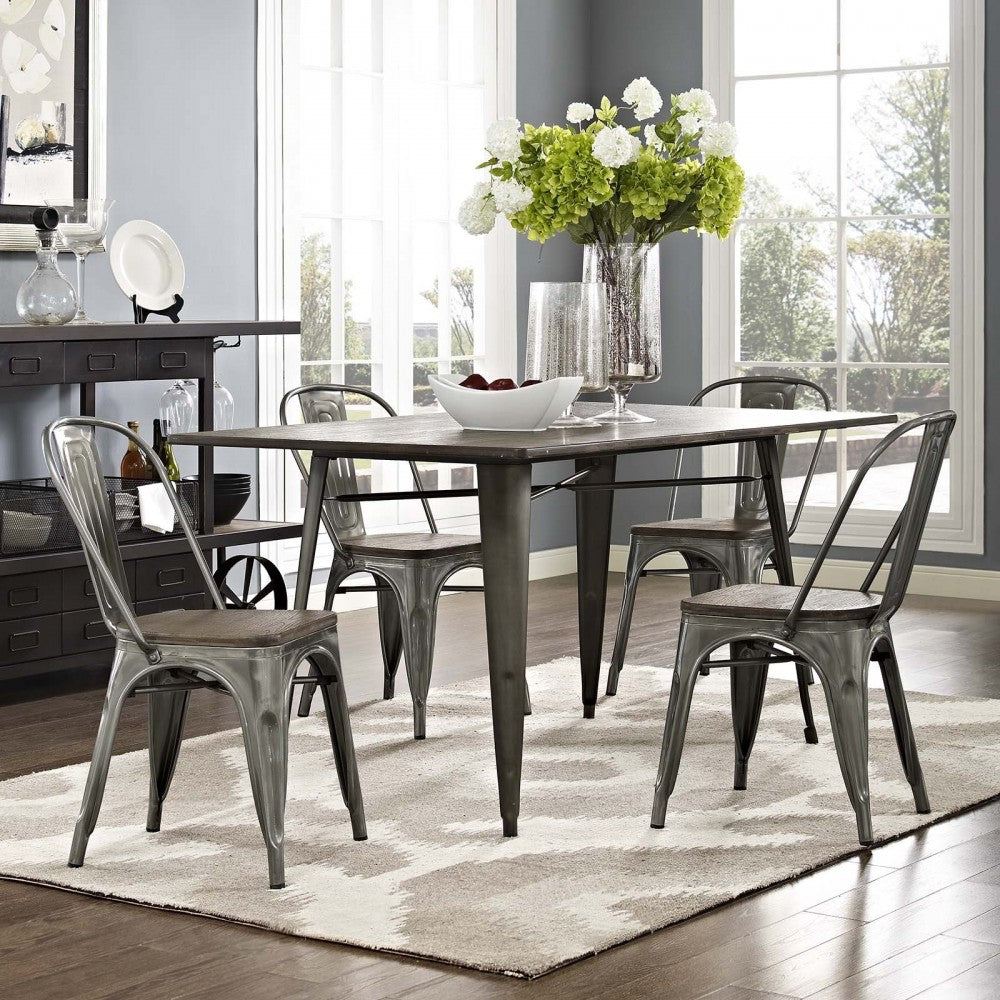 Promenade Dining Side Chair Set of 4, Gunmetal, EEI-2752-GME-SET
