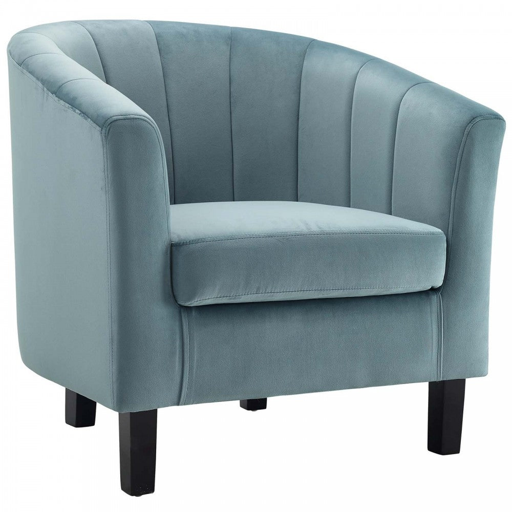 Prospect Channel Tufted Performance Velvet Armchair Set of 2, Light Blue