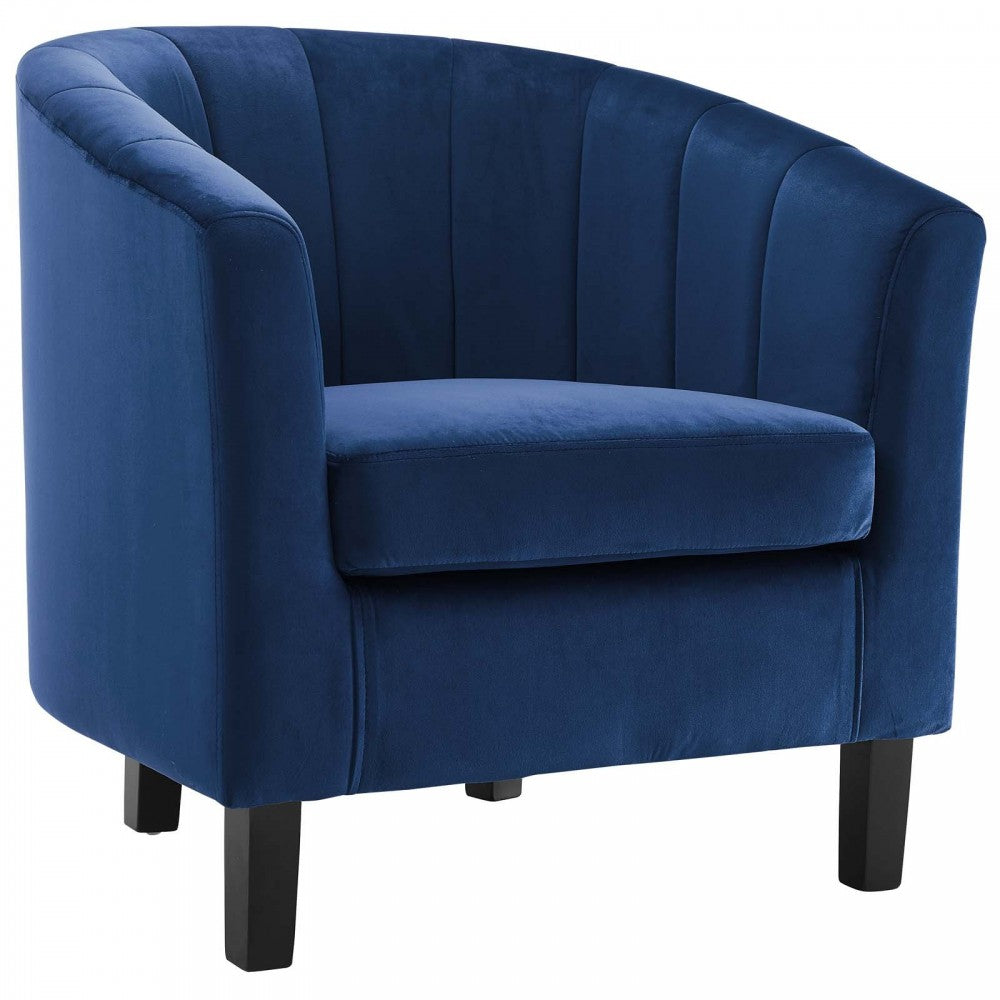 Prospect Channel Tufted Performance Velvet Armchair Set of 2, Navy