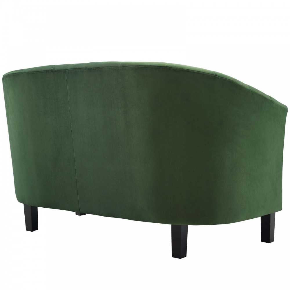 Prospect Channel Tufted Performance Velvet Loveseat and Armchair Set, Emerald