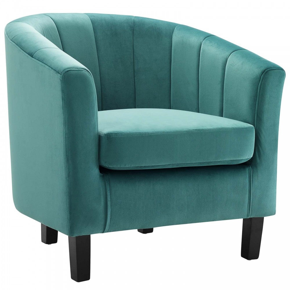 Prospect Channel Tufted Performance Velvet Loveseat and Armchair Set, Teal