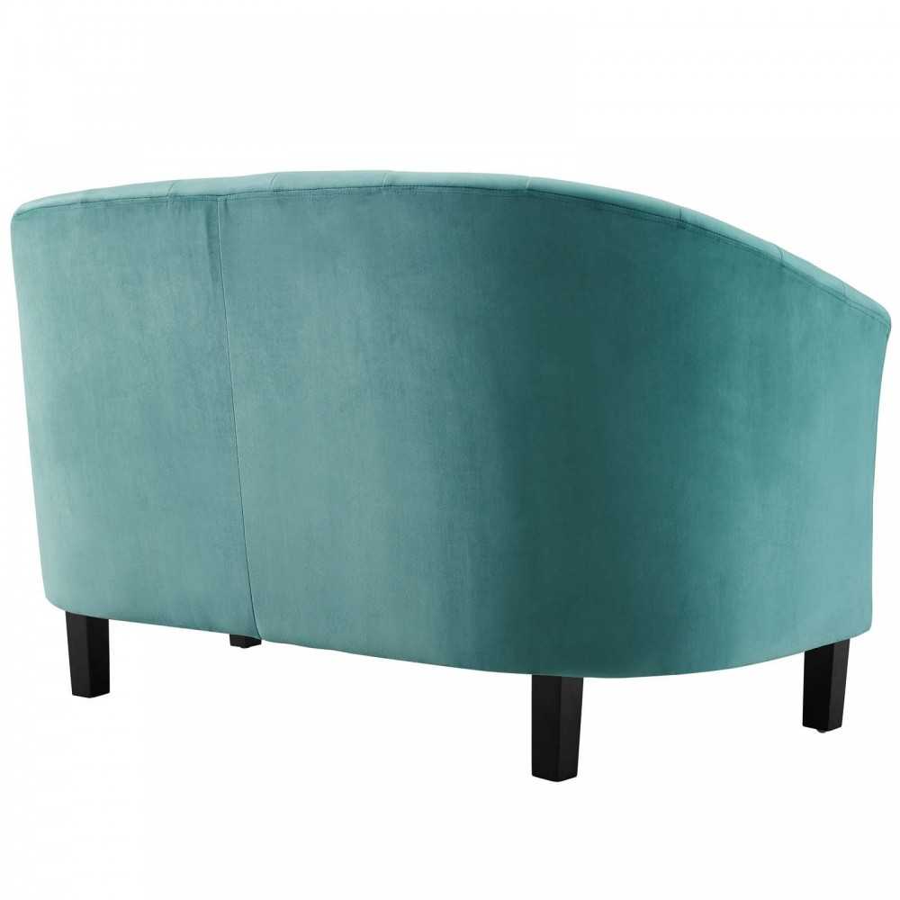 Prospect Channel Tufted Performance Velvet Loveseat and Armchair Set, Teal