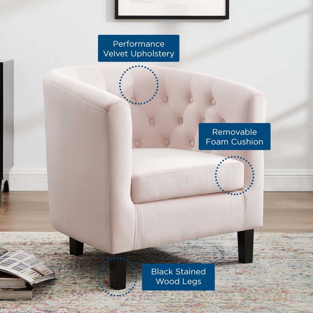Prospect Performance Velvet Armchair, Pink, EEI-2613-PNK