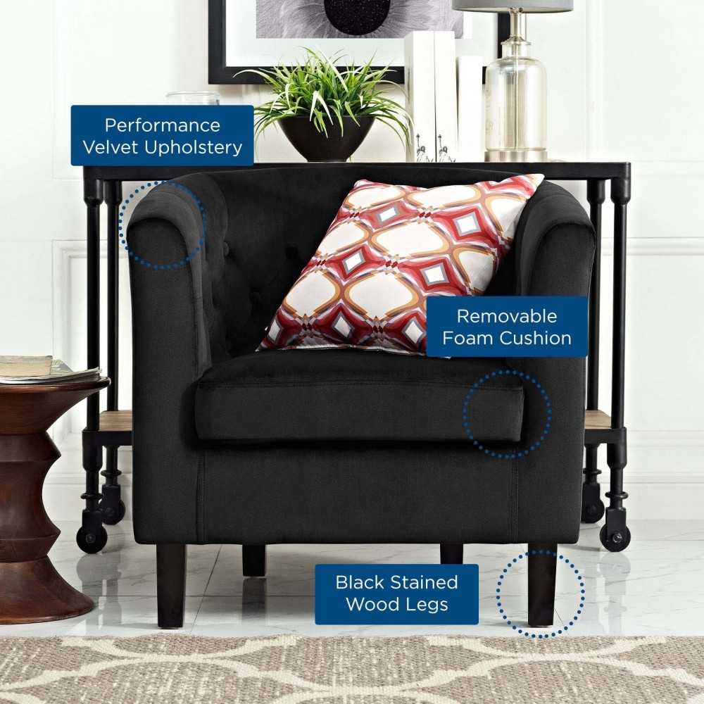 Prospect Performance Velvet Armchair, Black